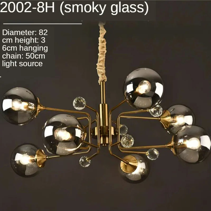 Modern Glass Ball LED Chandelier | Luxury Indoor Hanging Lamps for Living Room