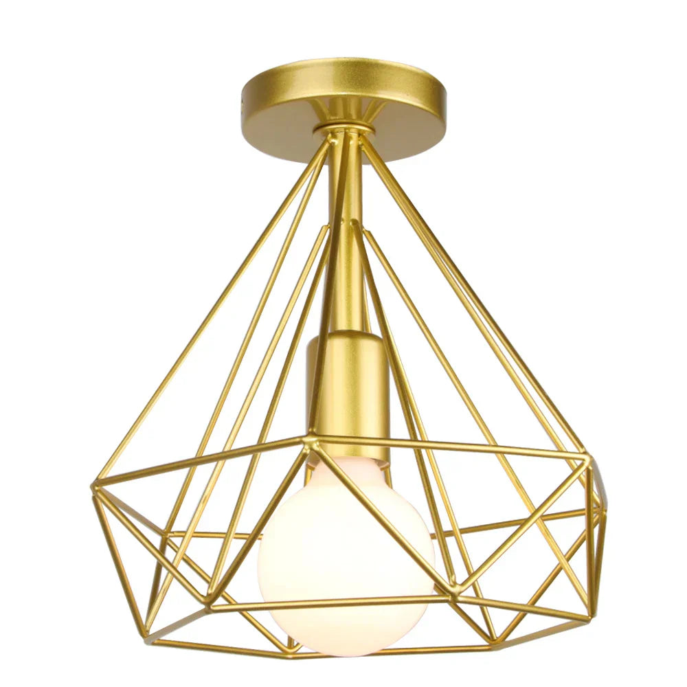 Industrial LED Pendant Light Vintage Loft Cage Hanging Lamp for Home Decor