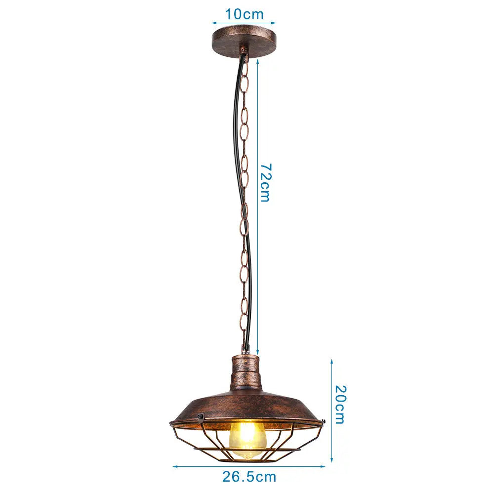 Retro Iron Pendant Light: Vintage Industrial Hanging Lamp for Home Decor