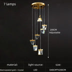 Crystal Square Rhombic LED Chandelier for Duplex Villa Living Room & Restaurant
