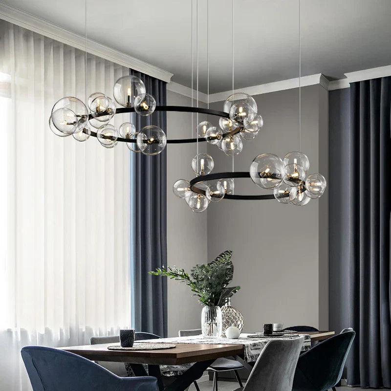 Glass Bubble Chandelier Light for Dining Room and Store