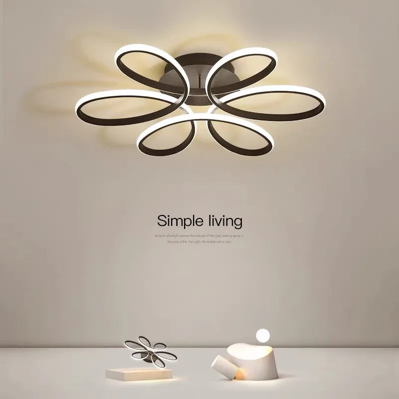 LED Ceiling Chandelier: Remote Control Modern Aluminum Bedroom Living Room Lamp