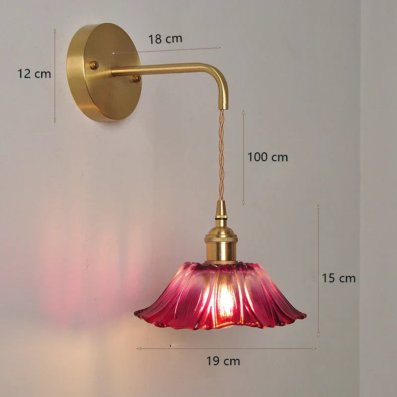 Glass Wall Sconce Lamp for Bedroom, Modern Led Bedside Light E27 Fixtures