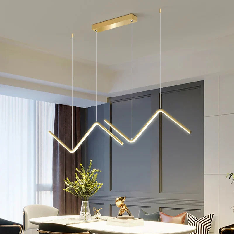 Modern Nordic Line Chandelier for Dining Table and Bar Settings