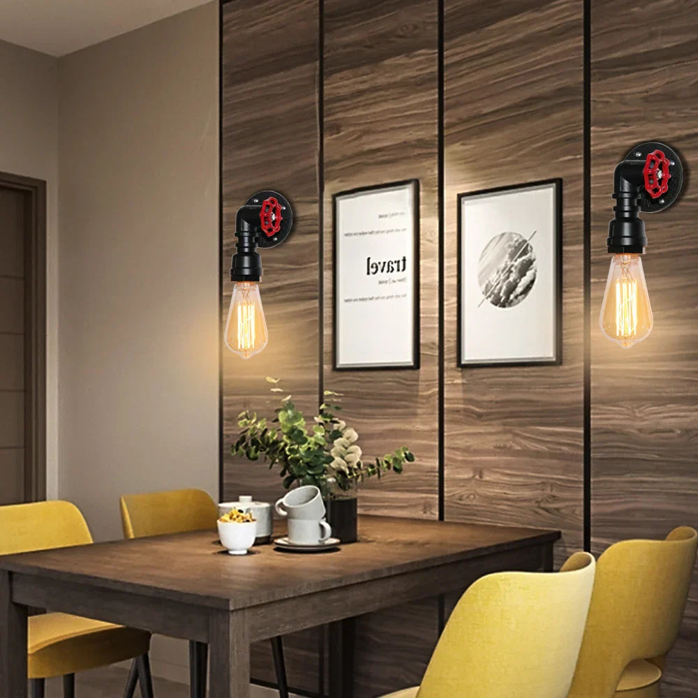 Industrial Water Pipe LED Wall Lamp for Home Decor