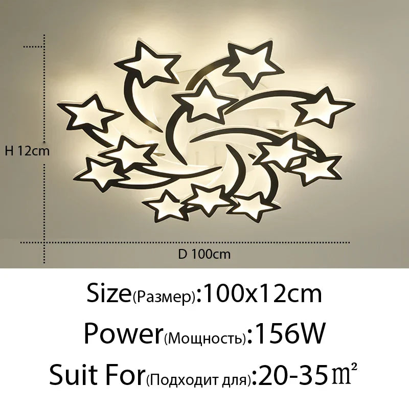 Modern LED Star Chandelier with Remote Control Indoor Lighting