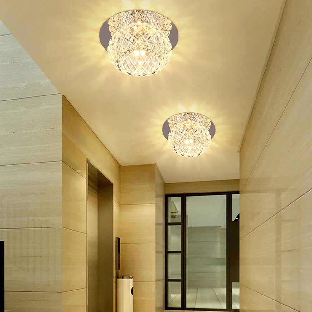 Crystal LED Ceiling Chandelier for Aisle, Balcony, Porch, and Corridor Lighting