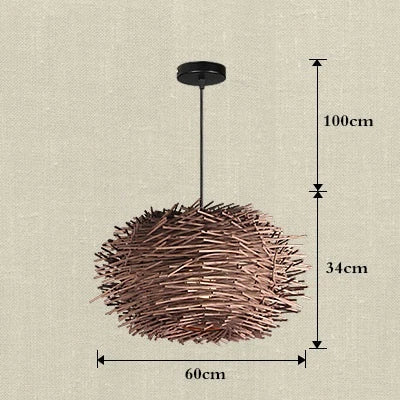 Rattan Wicker Bird Nest Chandelier - Modern Handmade Suspension Lighting