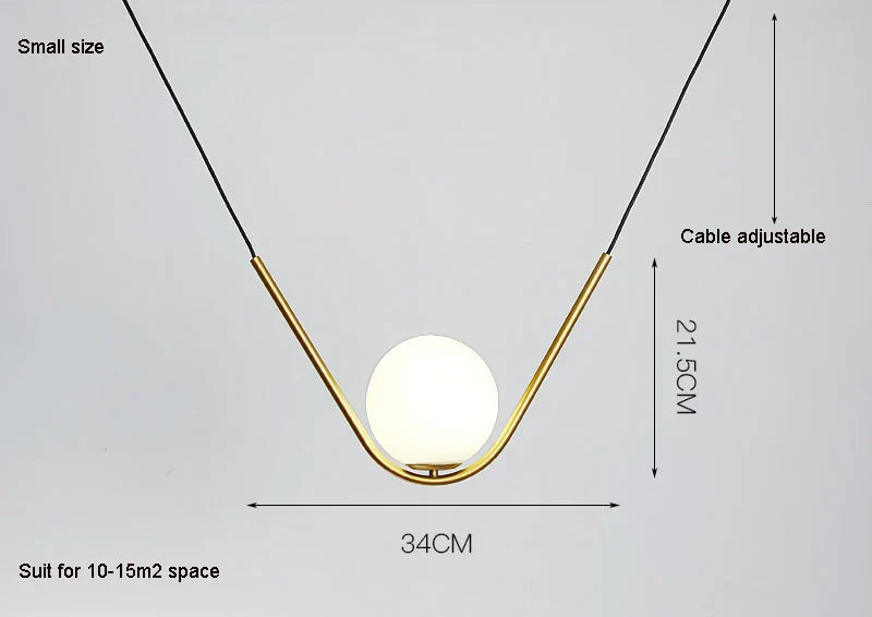 Minimalist Nordic Glass Pendant Light - Golden Black Long Line Ball Pendant Lamp