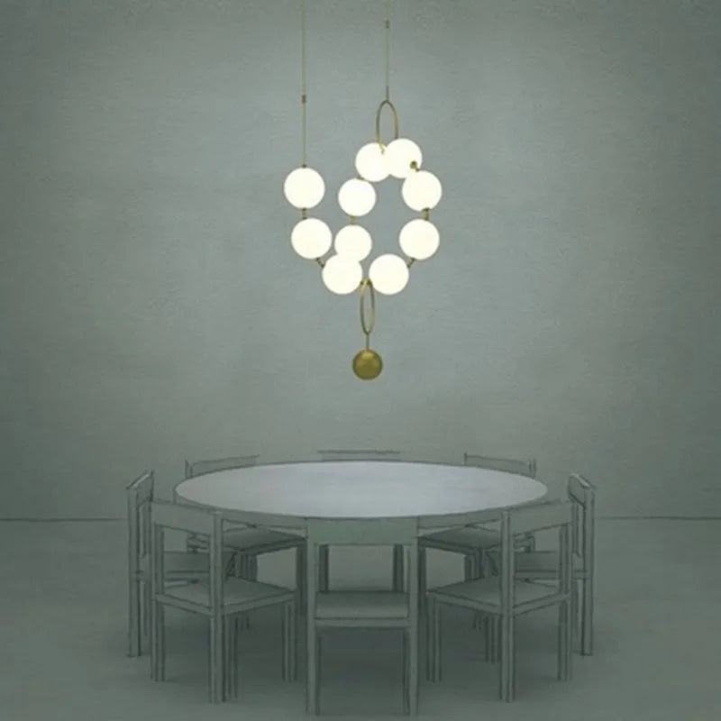 Glass Ball Chandelier: Modern LED Dining Table Lighting for Living Room, Bedroom, Villa.