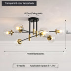 Black & Gold LED Round Ball Chandelier - Elegant Lighting Fixture for Home