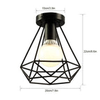 Iron Cage Ceiling Light Modern Nordic Retro Black Loft E27 Home Lighting
