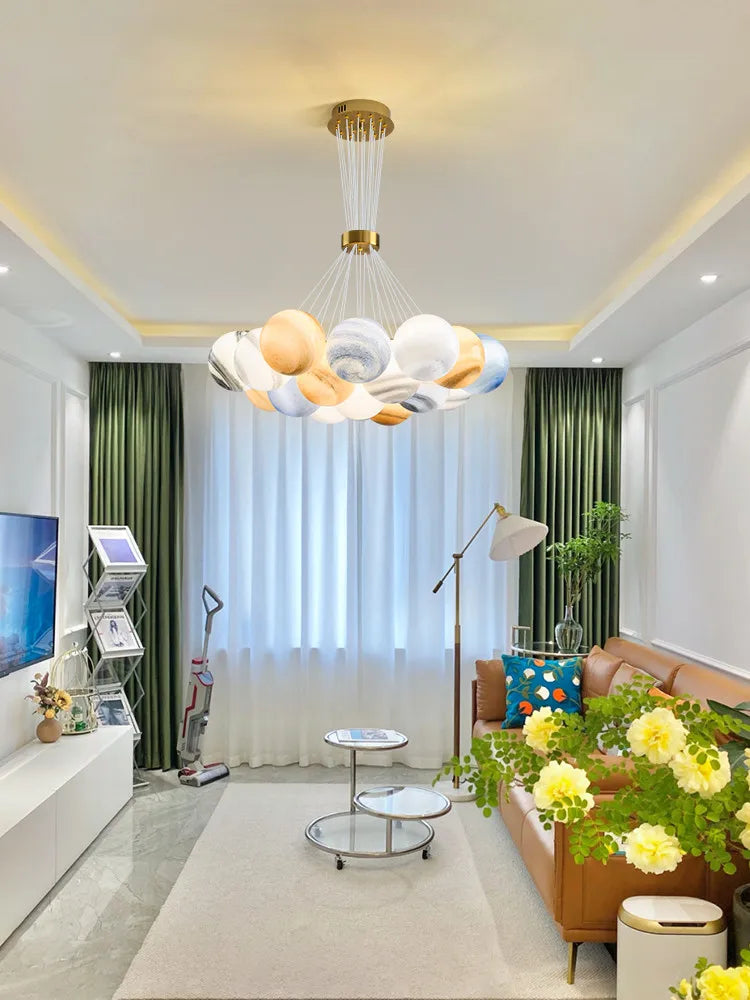 Nordic Moon Chandelier Bubble Ball Living Room Dining Bedroom Lamp