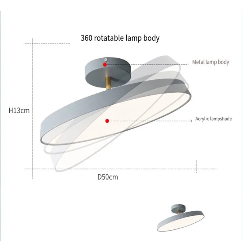 Rotatable LED Ceiling Lamp: Nordic Minimalist Modern for Bedroom, Study Room, Kitchen