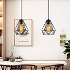 Vintage Industrial Chandelier Lamp, Black Iron Pendant Light for Kitchen Bedroom