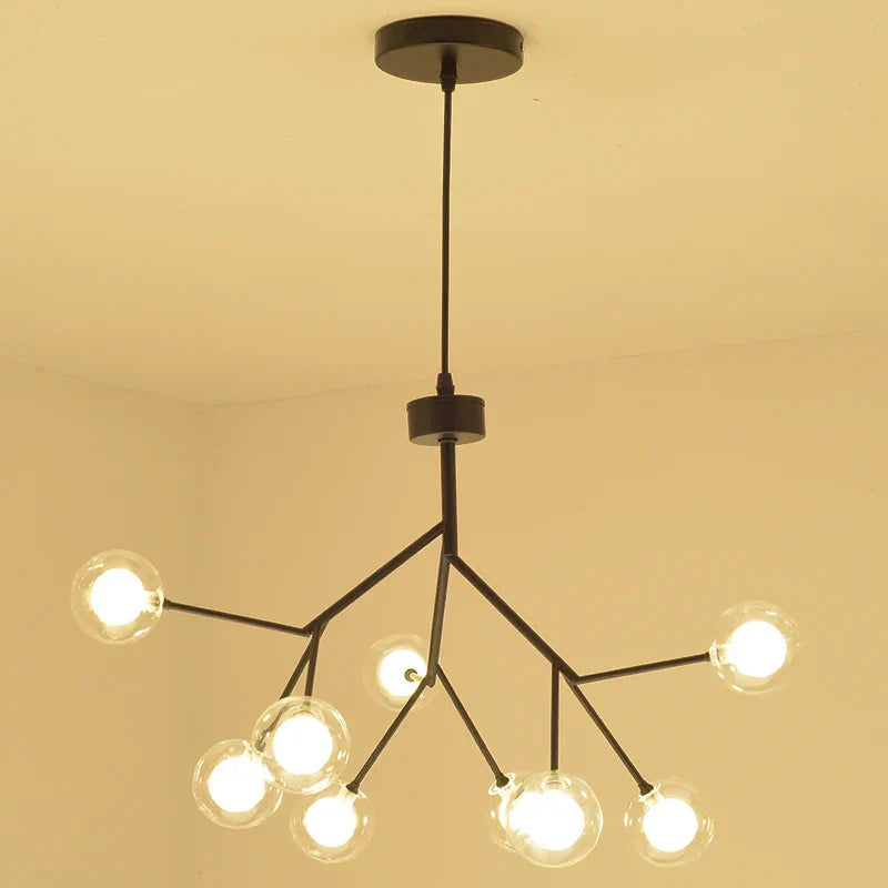 Heracleum Firefly Glass Ball Chandelier: Gold Luxury Lighting for Dining Kitchen Staircase
