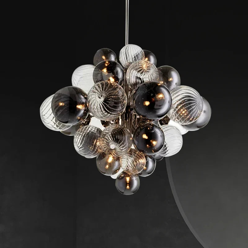 Glass Globe LED Chandelier: Nordic Luxury Metal Pendant Lighting for Living Room