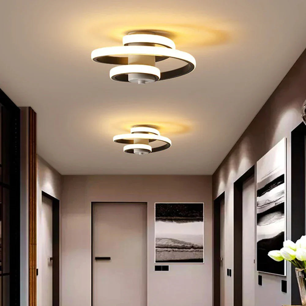 Spiral LED Ceiling Light: Modern Minimalist Indoor Lighting Fixture for Living Room