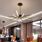 Modern LED Chandelier - Matte Black/White Finish, Adjustable for Living Room, Bedroom.