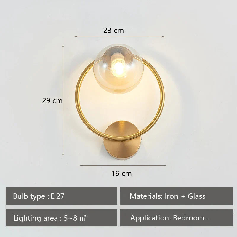 Nordic Luxury Wall Lamp Black Brass LED Indoor Stairs Corridor Light