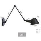 Vintage Iron Wall Sconce Lighting, E27 LED, Black Rustic Arm Wall Lights