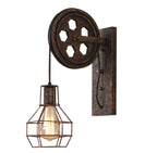 Industrial Pulley Wall Lamp Adjustable Sconce Light Fixture Loft Cafe Bar