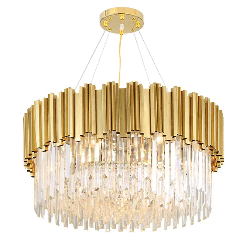 Crystal LED Chandelier: Adjustable Metal Hanging Lamp for Living Room, Dining, Bedroom