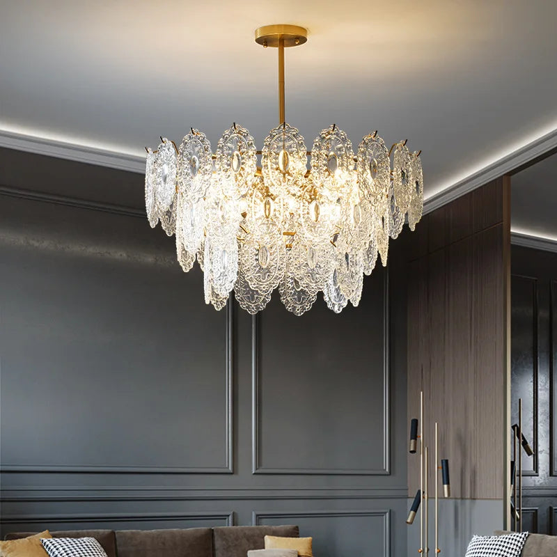 Luxury French Glass Flower Chandelier by - Vintage Nostalgic Modern Design