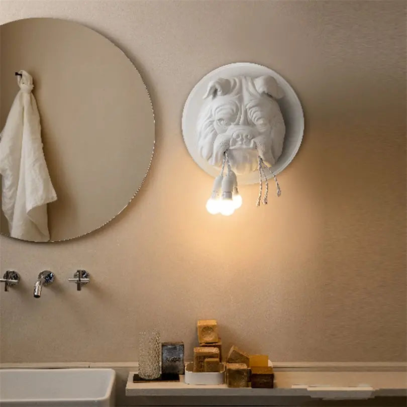 Bulldog Resin Wall Lamp for Living Room and Corridor Decor