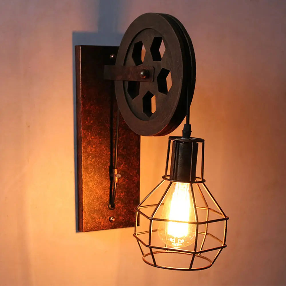 Industrial Iron Wall Sconce LED Fixture for Cafe Bar Loft Decoration