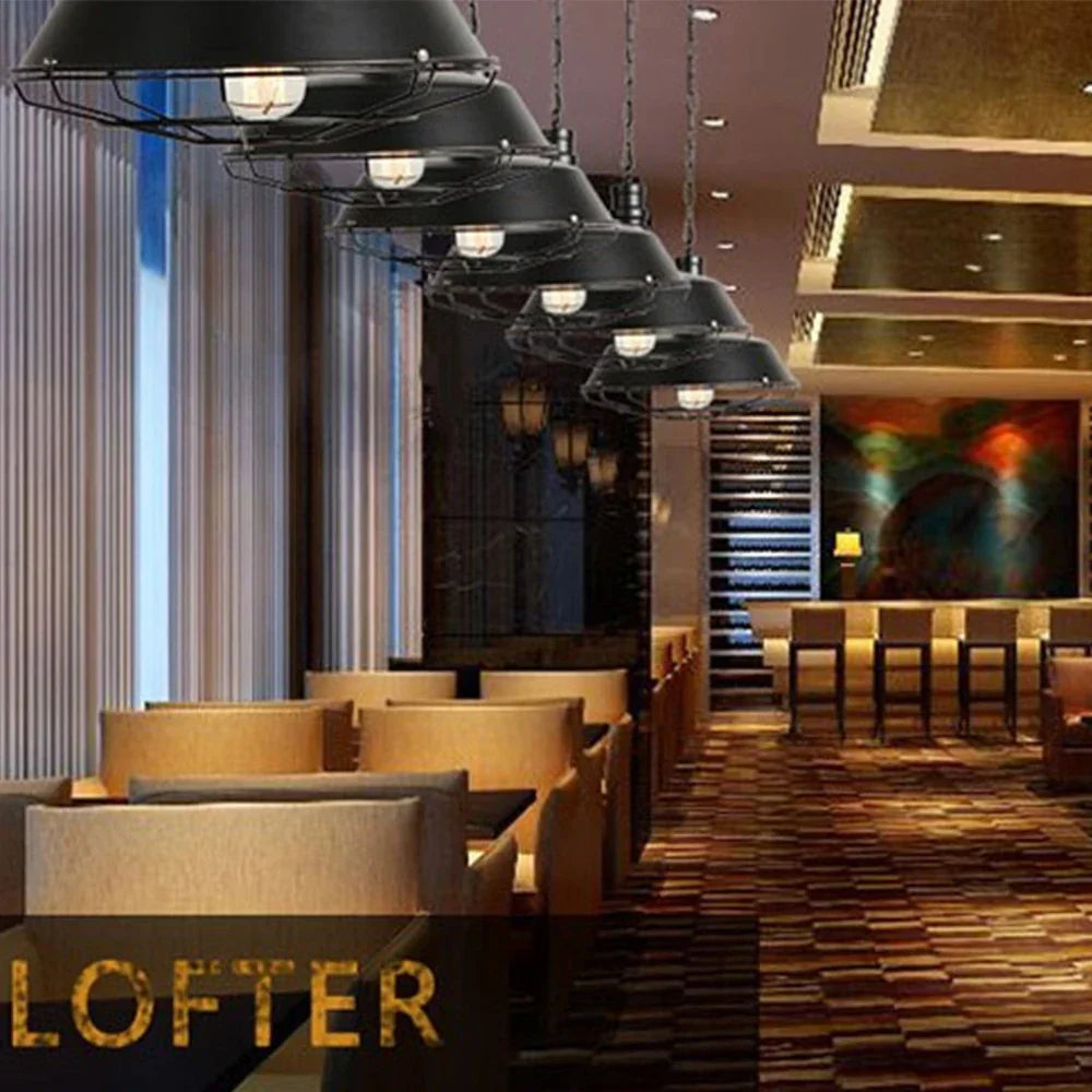 Iron Pendant Lights Vintage Retro Industrial Dining Room Bar Cafe Lamps E27