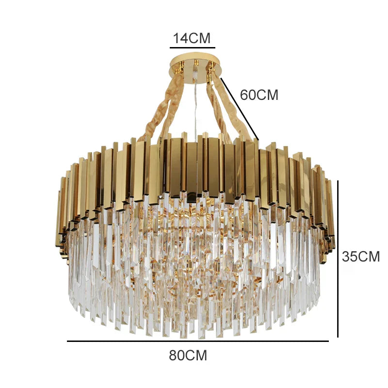 Gold Metal Crystal Chandelier Pendant with G9 Led Bulb