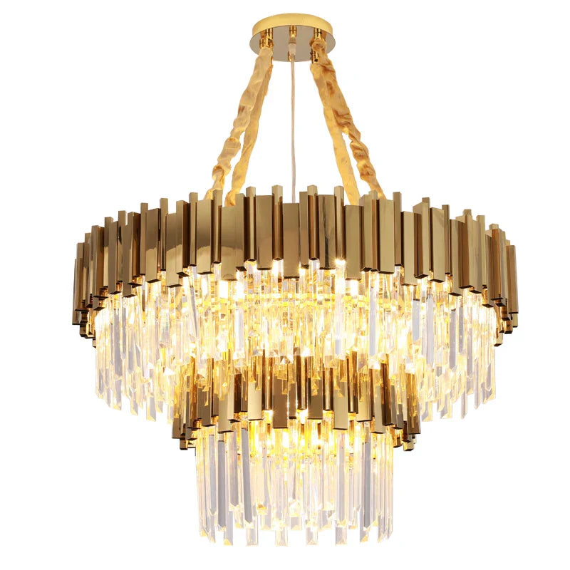 Gold Metal Crystal Chandelier Pendant with G9 Led Bulb