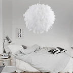 White Feather Pendant Light: Modern Fluffy Shade for Bedroom and Study Room