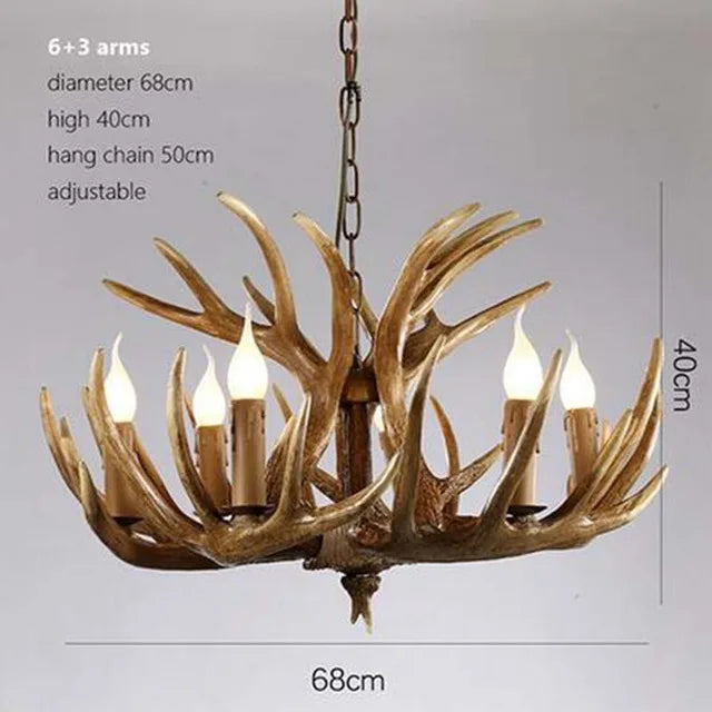 Antique Resin Antler Chandelier - Luxury Vintage Lighting Fixtures