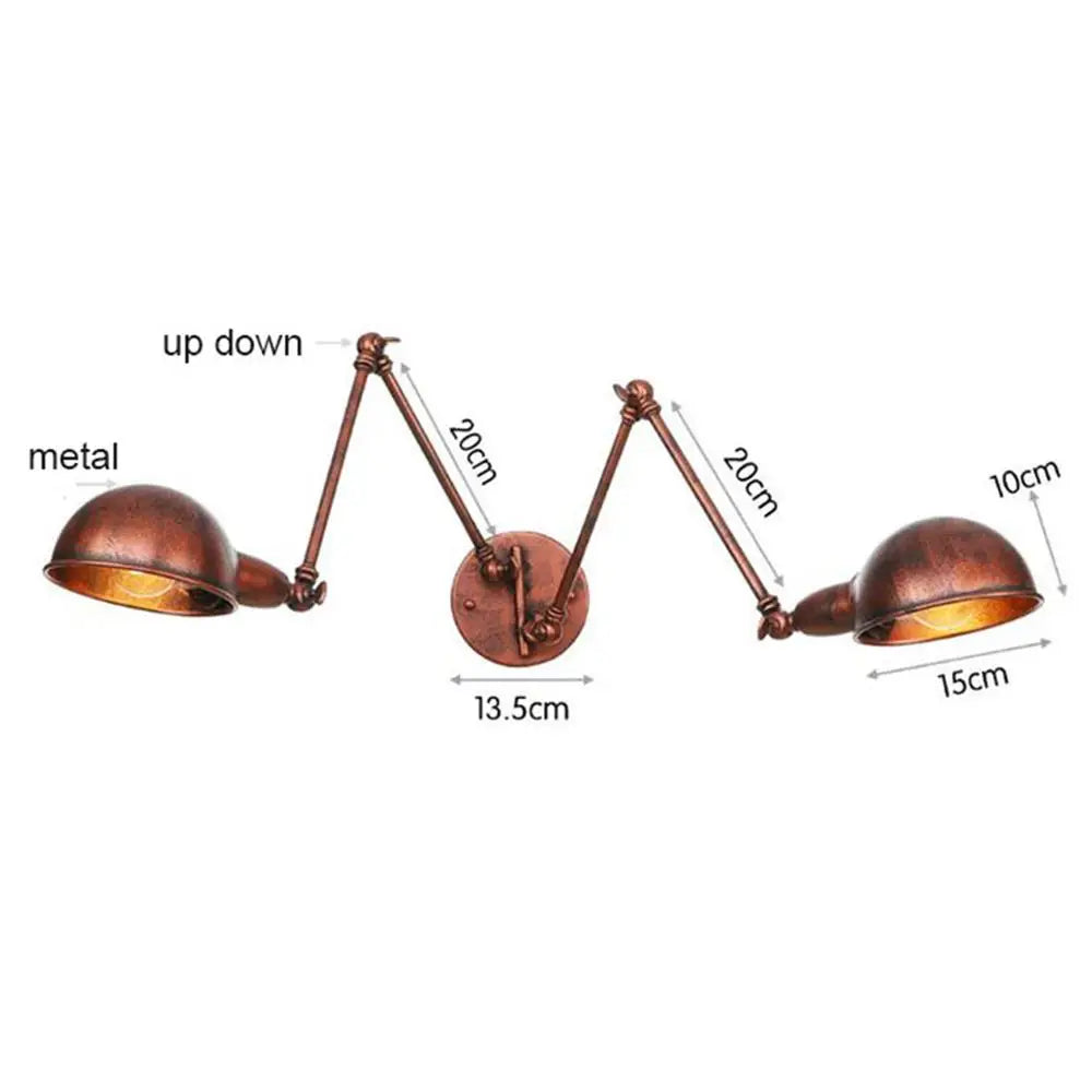 Double Swing Arm Wall Lights Bedside Sconce E27 Lighting Decor