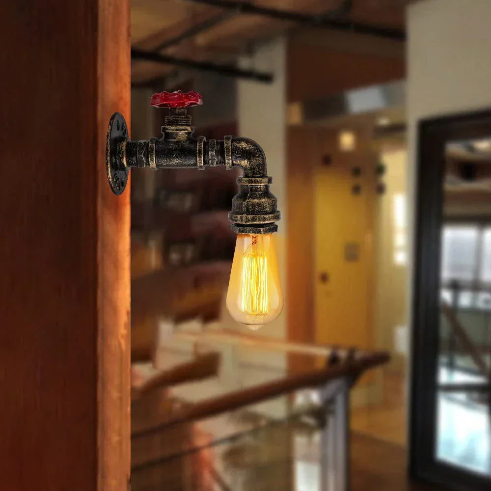 Vintage Industrial Water Pipe Wall Light for Home Cafe Decor - Afralia™