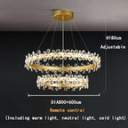 Crystal LED Chandelier: Luxury Lighting for Living, Dining, Kitchen - Elegant Iron & Aluminum Design