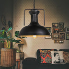Retro Iron Pendant Light: Vintage Industrial Hanging Lamp for Home Decor