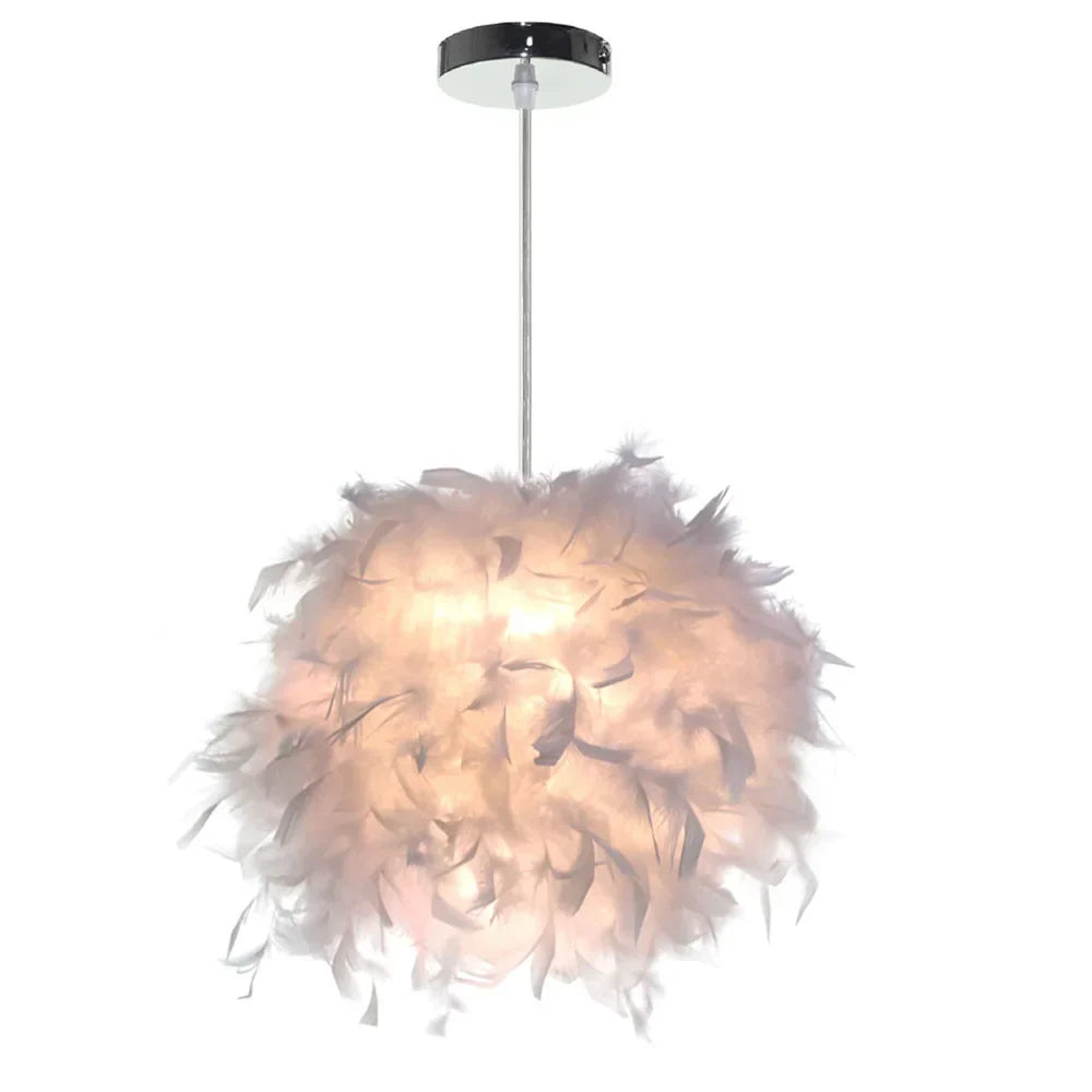Feather Pendant Light: Romantic Bedroom Living Room Suspension Lamp