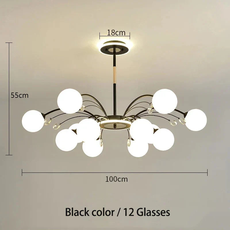 Nordic Crystal Glass Chandelier with E27 Lamp Holder for Livingroom Bedroom Diningroom by Afralia™