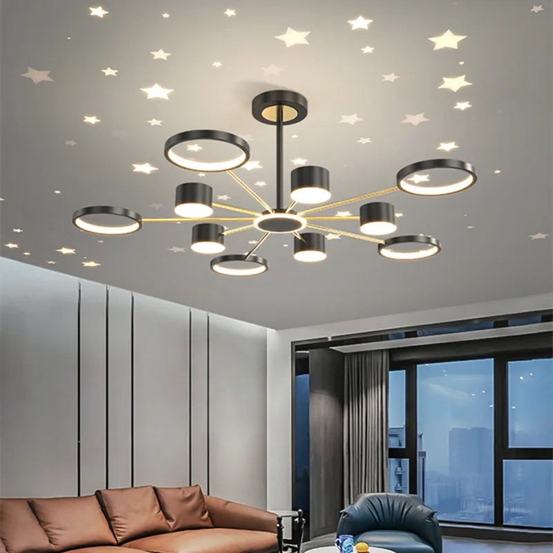 Modern Stars Chandelier Ring Light LED for Living Room Kids Room