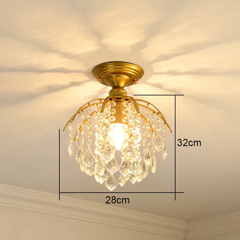 Gold Crystal Round Ceiling Chandelier for Living Room LED Light Fixtures