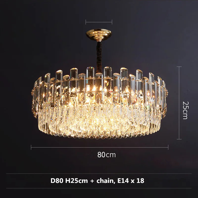 Gray/Clear Crystal K9 LED Pendant Lamp for Modern Luxury Living Room