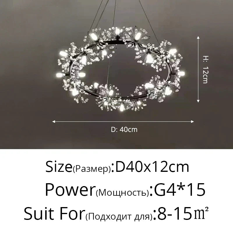 Dandelion Flower Chandelier: Modern LED Living Room Bedroom Indoor Decor Bouquet Lamps