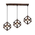 Geometric Cube Pendant Lights Trio Metal Shades Square Ceiling Lamps