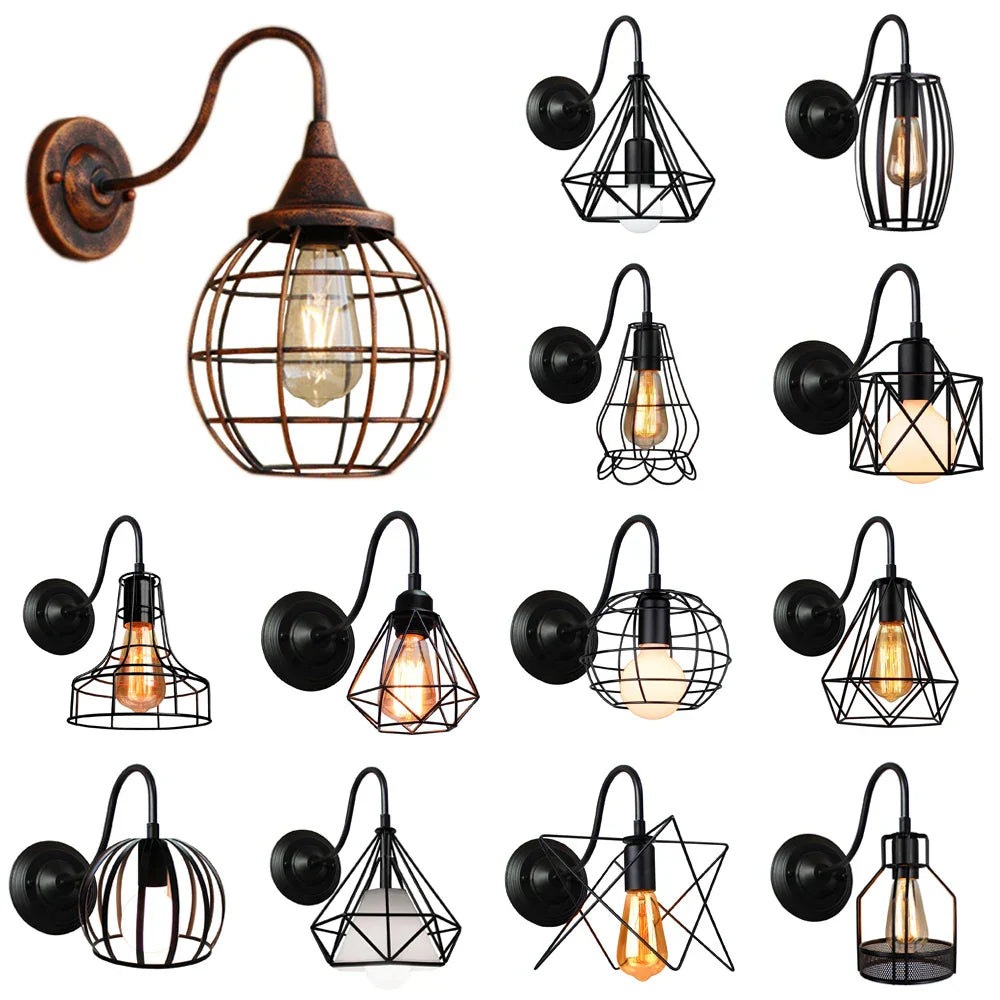 Iron Cage Guard Wall Sconce Vintage LED Light for Indoor Lighting