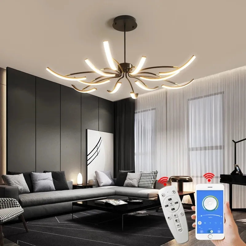 Modern Matte Black/White LED Ceiling Light for Living Room Bedroom, Adjustable