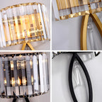 Crystal LED Black Wall Lamp for Bedroom, Living Room, and Aisle