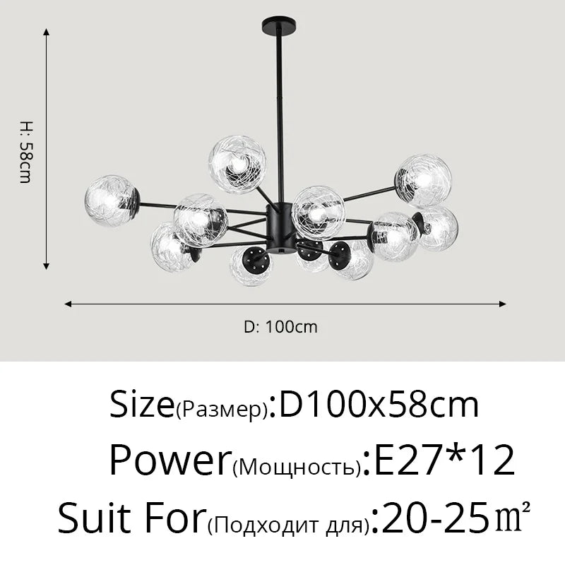 Glass LED Chandeliers: Modern Dining Room Bedroom Living Room Pendant Lights